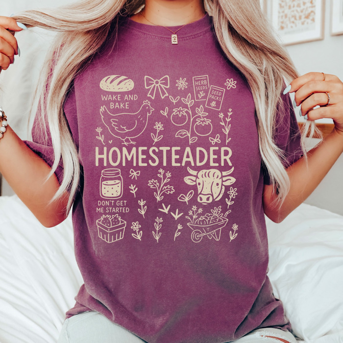 Homesteader Comfort Colors Tee, Farm Life Graphic Tee, Homemaker Shirt 