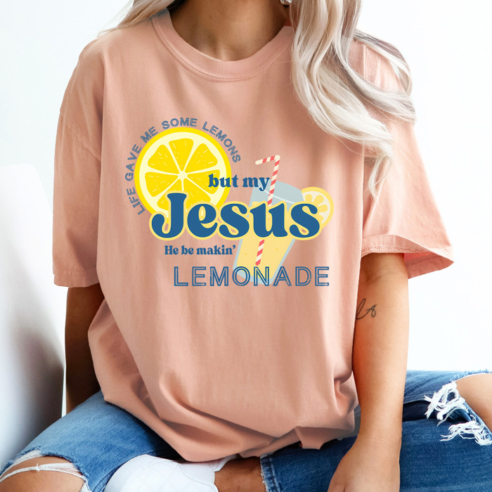 Jesus Be Making Lemonade Comfort Colors Tee, Jesus Spring Graphic Tee, Worship Easter Shirt 