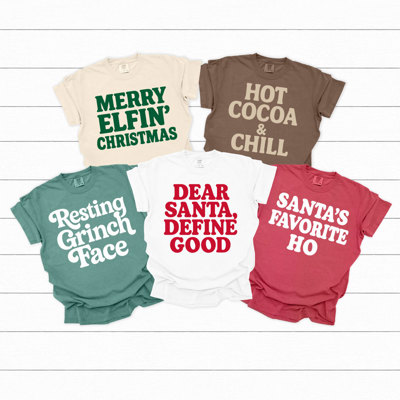 Funny Christmas Holiday Comfort Colors Tee, Family Graphic Tees, Santa Shirts 
