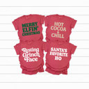 XL Crimson Funny Christmas Holiday Comfort Colors Tee, Family Graphic Tees, Santa Shirts 