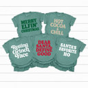 Small Light Green Funny Christmas Holiday Comfort Colors Tee, Family Graphic Tees, Santa Shirts 