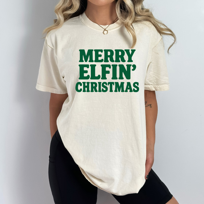 Funny Christmas Holiday Comfort Colors Tee, Family Graphic Tees, Santa Shirts 