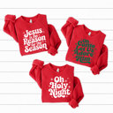 Large Red Holly Night Fleece Sweatshirts, Jesus Christmas Graphic Pullover, Christ Birth 
