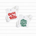 Small White Holly Night Fleece Sweatshirts, Jesus Christmas Graphic Pullover, Christ Birth 