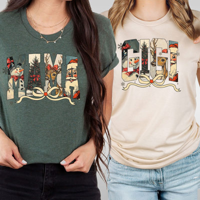 Vintage Christmas Character Mama Graphic Tee, Mimi Holiday Tee, Vintage Holiday Nana Shirt, Gigi Christmas Shirt