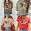 XL Olive Vintage Christmas Character Mama Graphic Tee, Mimi Holiday Tee, Vintage Holiday Nana Shirt, Gigi Christmas Shirt