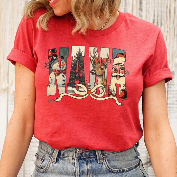 Vintage Christmas Character Mama Graphic Tee, Mimi Holiday Tee, Vintage Holiday Nana Shirt, Gigi Christmas Shirt