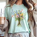  Spring Colorful Floral Bouquet Graphic Tee, Bright Wildflower Shirt, Spring Flowers Tee