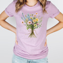 Small Lilac Spring Colorful Floral Bouquet Graphic Tee, Bright Wildflower Shirt, Spring Flowers Tee