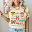Small Butter Be Kind To All Kinds Butterflies Comfort Colors, Spring Floral Butterfly Graphic Tee, Flower Butterfly Shirt   