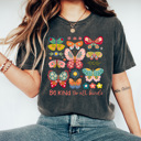 XL Pepper Be Kind To All Kinds Butterflies Comfort Colors, Spring Floral Butterfly Graphic Tee, Flower Butterfly Shirt   