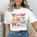 Large White Be Kind To All Kinds Butterflies Comfort Colors, Spring Floral Butterfly Graphic Tee, Flower Butterfly Shirt   