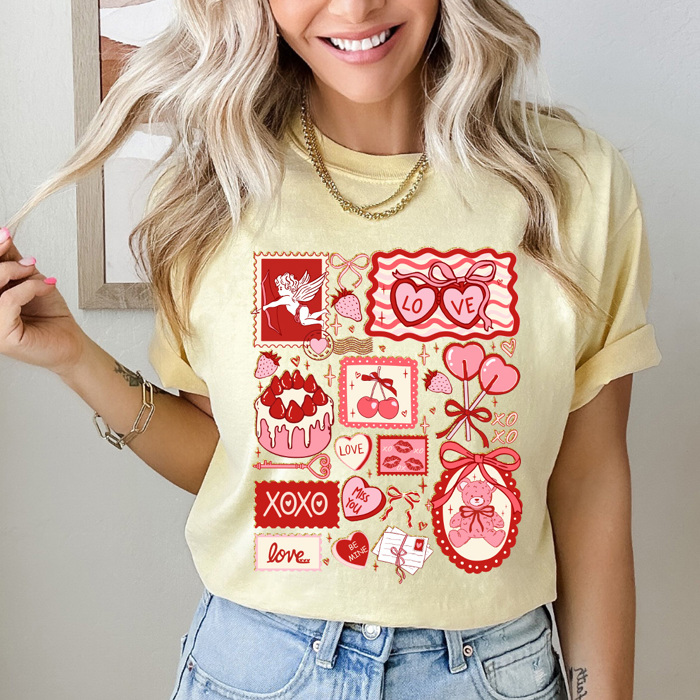 Valentines Girly Comfort Colors Tee, Cupid Lover Graphic Tee, V-Day Cake Shirt