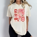 Small Ivory Valentines Girly Comfort Colors Tee, Cupid Lover Graphic Tee, V-Day Cake Shirt