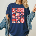 Large Navy Valentines Girly Comfort Colors Tee, Cupid Lover Graphic Tee, V-Day Cake Shirt