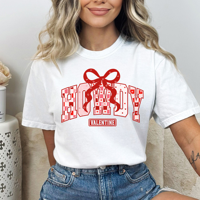 Howdy Valentine Comfort Colors Tee, Bow Lover Graphic Tee, Western Love Shirt 