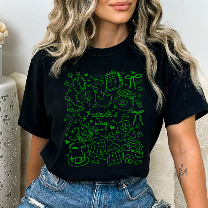 Patrick's Day Collage Comfort Colors Tee, Lucky Shamrock Graphic Tee, St Patty's Day Shirt  