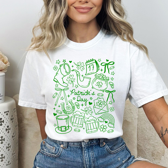 Patrick's Day Collage Comfort Colors Tee, Lucky Shamrock Graphic Tee, St Patty's Day Shirt  
