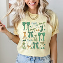 XL Butter Green Coquette Bow St Patrick's Day Comfort Colors Tee, Lucky Shamrock And Bows Graphic Tee