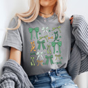 XXL Gray Green Coquette Bow St Patrick's Day Comfort Colors Tee, Lucky Shamrock And Bows Graphic Tee