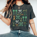 XL Pepper Green Coquette Bow St Patrick's Day Comfort Colors Tee, Lucky Shamrock And Bows Graphic Tee