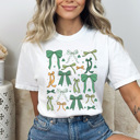 XXL White Green Coquette Bow St Patrick's Day Comfort Colors Tee, Lucky Shamrock And Bows Graphic Tee