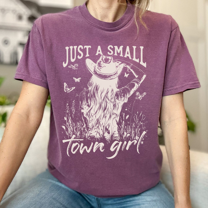 Just a Small Town Girl Comfort Colors Tee, Country Western Graphic Tee, Cowgirl Shirt 