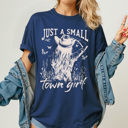 Large Navy Just a Small Town Girl Comfort Colors Tee, Country Western Graphic Tee, Cowgirl Shirt 