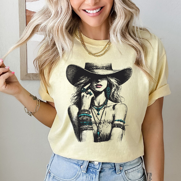 Western Cowgirl Comfort Colors Tee, Country Cowgirl Graphic Tee