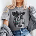 XXL Gray Western Cowgirl Comfort Colors Tee, Country Cowgirl Graphic Tee