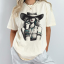Small Ivory Western Cowgirl Comfort Colors Tee, Country Cowgirl Graphic Tee