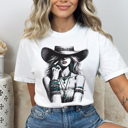 XL White Western Cowgirl Comfort Colors Tee, Country Cowgirl Graphic Tee