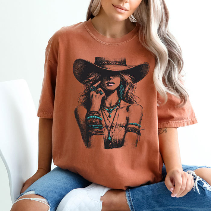 Western Cowgirl Comfort Colors Tee, Country Cowgirl Graphic Tee