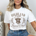 Highland Cattle Social Club Comfort Colors Tee, Easily Distracted By Cows Graphic Tee