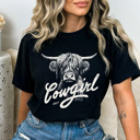 XXL Black Cowgirl Highland Cow Comfort Colors Tee, Western Cow Graphic Tee, Country Vintage Tee
