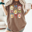Medium Espresso Easter Bunnies Coquette Frames Comfort Colors Tee, Girly Bunny Graphic Tee, Cute Easter Tee