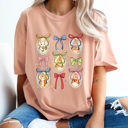 XL Peachy Easter Bunnies Coquette Frames Comfort Colors Tee, Girly Bunny Graphic Tee, Cute Easter Tee
