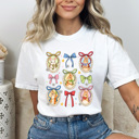 XL White Easter Bunnies Coquette Frames Comfort Colors Tee, Girly Bunny Graphic Tee, Cute Easter Tee