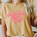 Large Mustard Overstimulated Moms Club Comfort Colors Tee, Mom Life Graphic Tee, Motherhood Tee