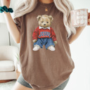 XL Espresso Jesus Loves Me Teddy Graphic Tee, Trendy Teddy Bear Shirt, Jesus Teddy Comfort Colors
