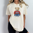 Large Ivory Jesus Loves Me Teddy Graphic Tee, Trendy Teddy Bear Shirt, Jesus Teddy Comfort Colors