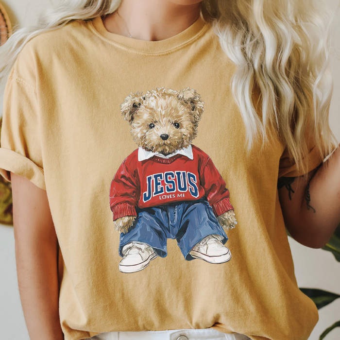 Jesus Loves Me Teddy Graphic Tee, Trendy Teddy Bear Shirt, Jesus Teddy Comfort Colors