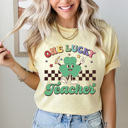 One Lucky Teacher Shamrock Comfort Colors Tee, Teaching Lucky Charms Shirt, St. Patrick's Day Graphic Tee