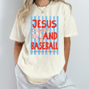  Jesus And Baseball Graphic Tee, Ball Game Gospel Shirt, Trendy Coquette Comfort Colors Tee