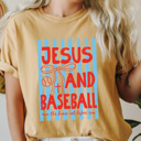 XXL Mustard Jesus And Baseball Graphic Tee, Ball Game Gospel Shirt, Trendy Coquette Comfort Colors Tee
