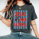 Large Pepper Jesus And Baseball Graphic Tee, Ball Game Gospel Shirt, Trendy Coquette Comfort Colors Tee