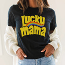 Medium Black Lucky Mama Graphic Tee, Lucky Charms Shirt, Lucky Graphic Tee, St. Patrick's Day Shirt, Saint Patrick Shirt