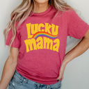 Medium Berry Lucky Mama Graphic Tee, Lucky Charms Shirt, Lucky Graphic Tee, St. Patrick's Day Shirt, Saint Patrick Shirt