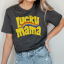 Large Charcoal Lucky Mama Graphic Tee, Lucky Charms Shirt, Lucky Graphic Tee, St. Patrick's Day Shirt, Saint Patrick Shirt