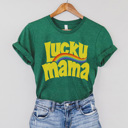 Large Grass Green Lucky Mama Graphic Tee, Lucky Charms Shirt, Lucky Graphic Tee, St. Patrick's Day Shirt, Saint Patrick Shirt